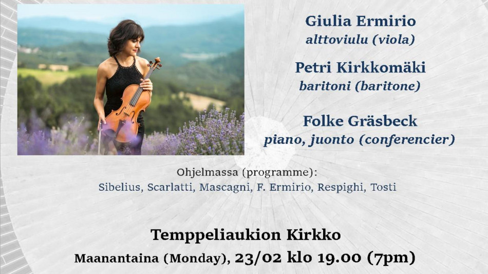La violista Giulia Ermirio si esibisce ad Helsinki