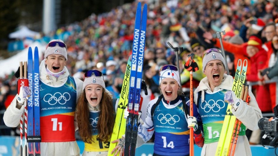 JO: le relais mixte en biathlon en or, premier titre de la France &agrave; Milan Cortina