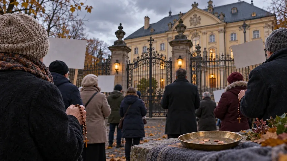 Parafianie z Krzeszowa protestowali przed kurią w obronie proboszcza